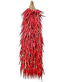 5 Strings Simulation Artificial Lifelike Fake Vegetable Artificial Garlic Red Pepper Onion Hanging String Foam Vegetables for Home Kitchen Decor Photography Props (Red Chili)