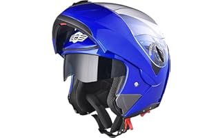 AHR Motorcycle Helmet Dual Visor Modular Flip up Full Face Helmet DOT Approved - AHR Helmet Run-M1 & M3 for Adult Motorbike Street Bike Moped Racing