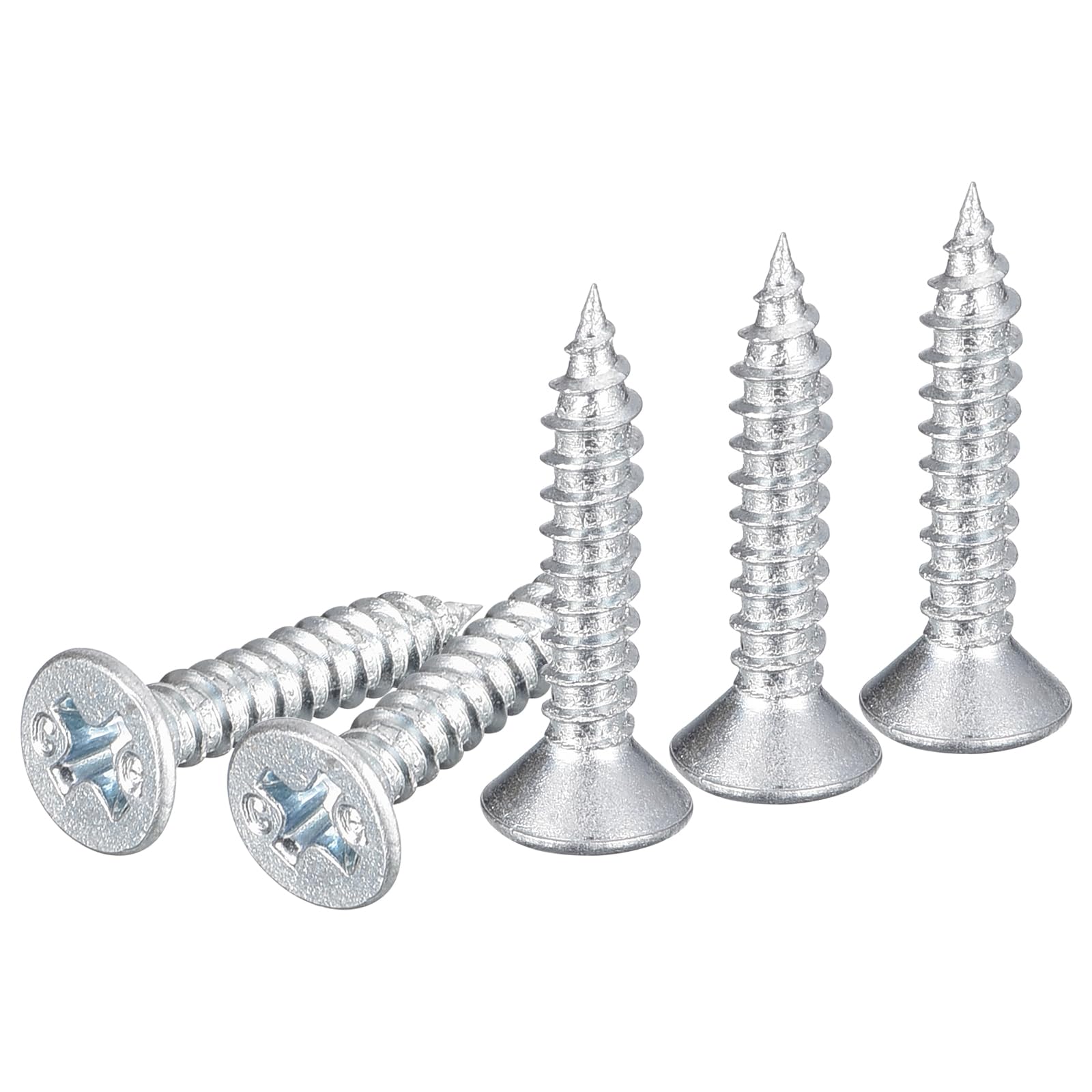 DTGN 100Pcs #6x3/4" Flat Head Wood Screws, Carbon Steel Phillips Self Tapping Screws - Good for Woodworking, Furniture - Silver — image 1