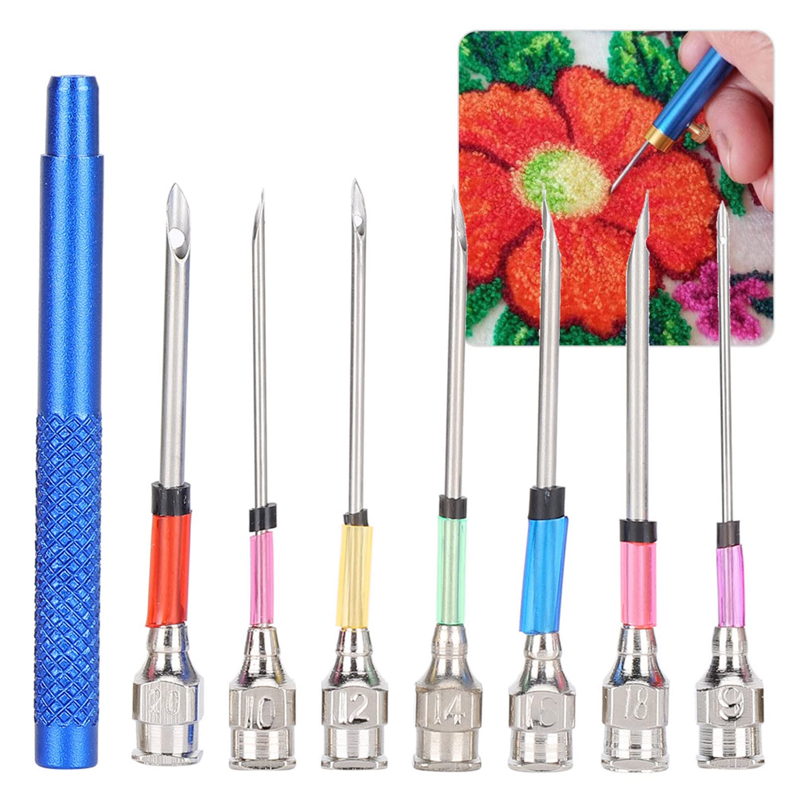 Steel Embroidery Stitching Punch Needles Set, Punch Needle Tool, Knitting Art Needles with Handle, for DIY Hand Crafts with 7 Sizes
