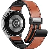 WestEagle Magnetic Leather Band Compatible with Samsung Galaxy Watch 7/6/5/4/Active 2 40mm 44mm/Watch 6 Classic 43mm 47mm/Watch 5 Pro 45mm/Watch 4 Classic 42mm 46mm, 20mm Strap for Men