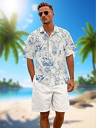 Hawaiian Shirts for Men Summer Beach Casual Short