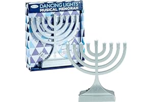 Rite Lite Chanukah “Dancing Lights” 8" H Musical Hanukkah Menorah (Silver) - Jewish Holiday Party Hanukkah Gifts Decor Blue Menora That Plays Music While The Lights Dance to The Beat!