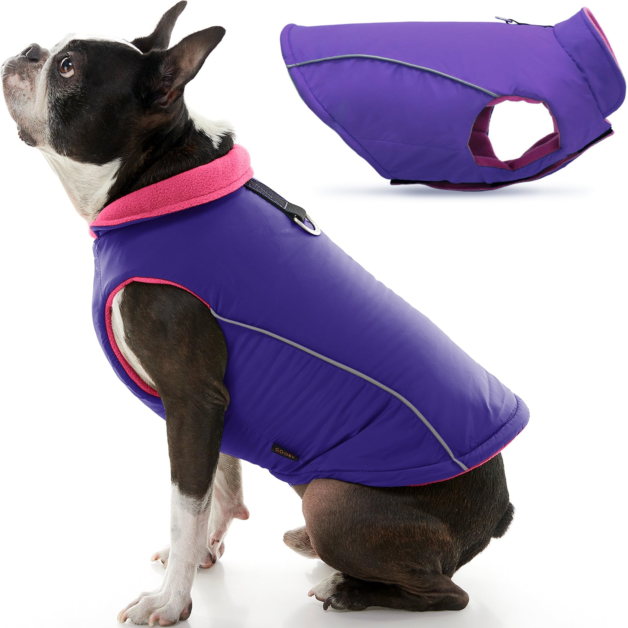 Gooby Cold Weather Fleece Lined Sports Dog Vest with Reflective Lining, X-Small, Purple โ image 1
