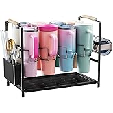 Housolution Water Bottle Organizer Drying Rack for 40 oz Tumbler with Handle, Multifunctional Cup Storage Holder Compatible with Stanley, Owala, Simple Modern and Other Brands, 8 Slots (Patented)