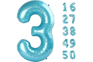 KELFUOYA 40 Inch Number Blue 3 Balloon,Large Dark Blue Foil Number Balloons 3rd 13 23 30 for Boys Girls,Digit Three Balloons Birthday Anniversary Events Party Decorations Supplies