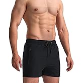 LINMYZAI Men’s Swim Trunks Slim-Fit 5" Inseam Mesh Lining Zipper Pockets Swimwear Quick-Dry Bathing Suits for Men, XS-2XL