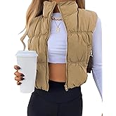 Fiona Jolin Women's Cropped Puffer Vest Winter Zip Up Stand Collar Lightweight Puffy Vest Padded Coat Outerwear