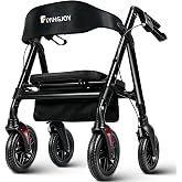 450Lbs Bariatric Walker,Heavy Duty Rollator Walkers for Seniors with Seat | Foldable|Dual Height Adjustable| Anti-tip Brakes| 8" All-Terrain Large Wheels |Rolling Walker For Adults &amp; Mobility Impaired