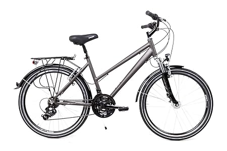 26 Zoll Alu Damen Trekking Bike Fahrrad Shimano 21 Gang Nabendynamo Graphit matt B-Ware