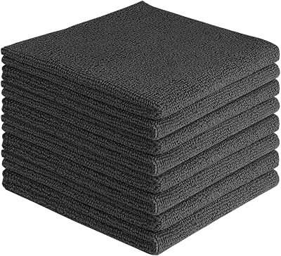 AIDEA Microfibre Cloth Pack of 8 30x30 cm Lint Free Streak Free Black