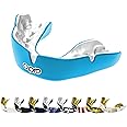 OPRO Instant Custom-Fit Mouth Guard, Dentist-Level Comfort & Fit - Moldable Mouthguard for Football, Boxing, Rugby, MMA, BJJ, UFC Mouth Piece- Includes Mouth Guard Case (Sky Blue/White, Adult)