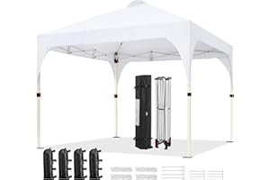Yaheetech 10x10 Pop Up Canopy Tent with Vent, Easy Set Up Tent, Instant Sun Shelter Canopy with Wheeled Bag, 4 Sandbags, 12 Stakes & 4 Ropes, for Parties, Beach, Outdoor, White