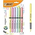 BIC Brite Liner Pastel Highlighter Set, Chisel Tip for Fine and Broad Lines, 6-Count Pack in Assorted Colours