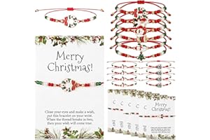 Cunno 24 Sets Christmas Bracelets for Women Wish Bracelets Cord Bulk Friendship for Women Coworkers