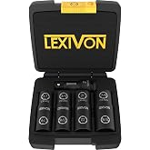 LEXIVON Lug Nut Impact Socket Set, 1/2-Inch Drive | Innovative 8-IN-4 Flip Socket Design, Covers Most Commonly Used Inch &amp; Metric Wheel Nuts | Cr-Mo Steel = Full Impact Grade (LX-110)