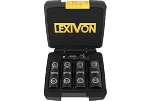LEXIVON Lug Nut Impact Socket Set, 1/2-Inch Drive | Innovative 8-in-4 Flip Socket Design, Covers Most Commonly Used Inch & Me