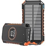 Solar Charger 26800mAh ADDTOP 3A Fast Charging Solar Power Bank with USB C Port, Qi Wireless Backup Battery Portable Solar Ph