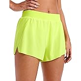 CRZ YOGA Athletic Running Shorts for Women V Split Low Waisted Lightweight Gym Workout Athletic Shorts with Liner
