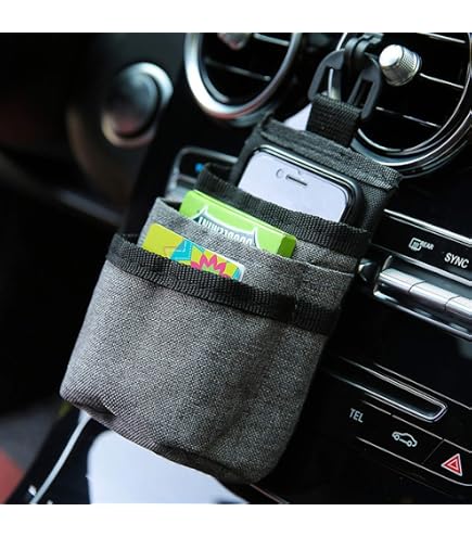 Boîte Rangement Téléphone Voiture - Support Adhésif Tableau De Bord Ou Prise D'air - Dimensions 10 X 10 X 3,5 Cm - Vert/noir - 8
