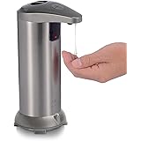 Soap Dispenser, GLAMFIELDS Touchless Automatic Soap Dispenser, Hands-Free Motion Sensor Liquid Dish Soap dispenser, Stainless Steel, Water Resistant for Kitchen & Bathroom [2018 Upgraded Version] Grey