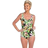 Maxine of Hollywood Womens Shirred Front Girl Leg One Piece Swimsuit