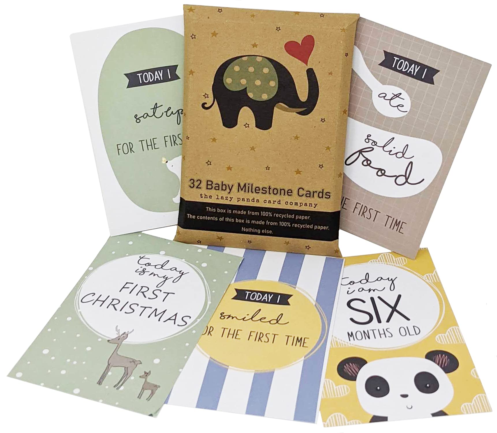 32 Eco Friendly Baby Milestone Cards Made from Recycled Material