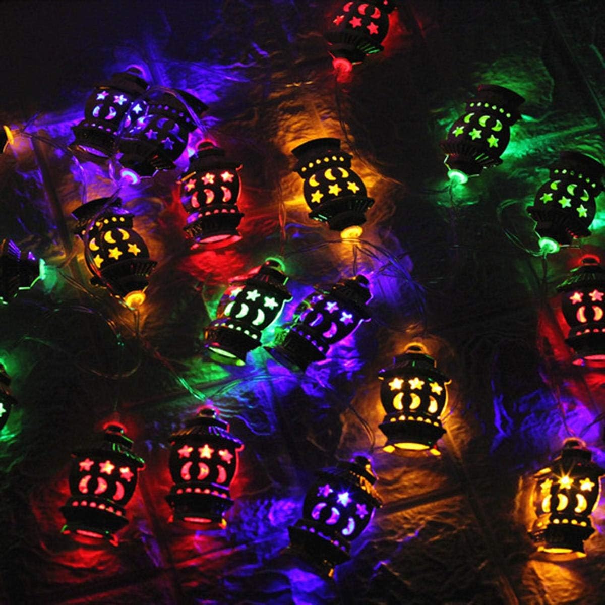 Brand New 10PCS Battery Powered Always Bright LED Fairy String Light for Eid Ramadan Mubarak Holiday Party Decor 1.65M (Color : Colorful)