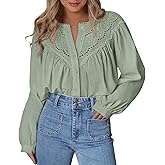 BTFBM Blouses for Women Dressy Casual Fall Clothes 2025 Lace Long Sleeve Tops Lightweight Spring Button Down Shirts