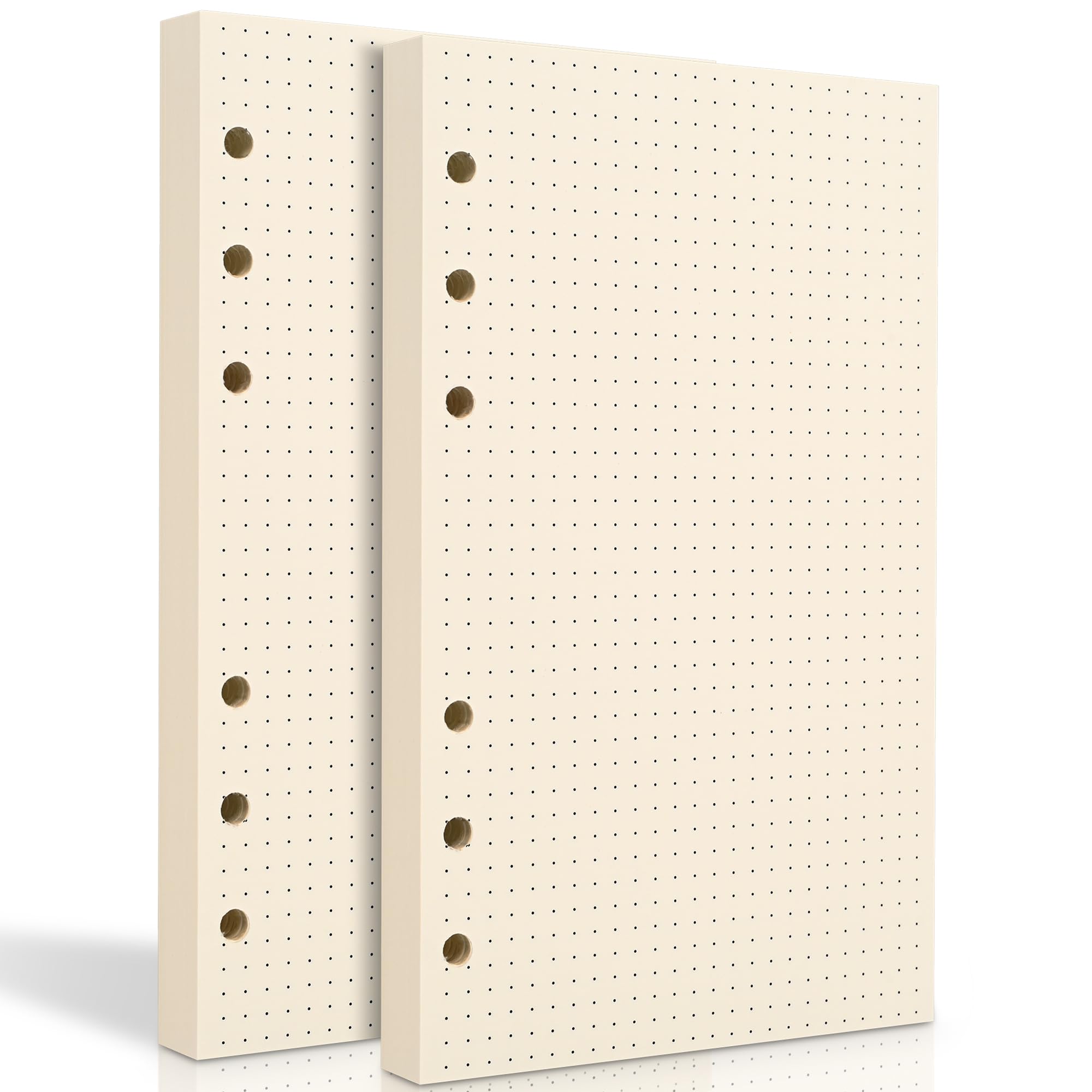 Photo 1 of 2 Packs A6 Dot Grid Paper, 6 Hole Punched,A6 Dotted Refill Paper for Planner/Binders/Organizer, 6.7x4.2 Inch,80 Sheets,Beige,100GSM