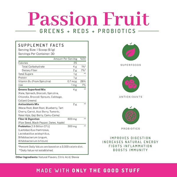 PWDRS GREENS, REDS & PROBIOTICS FOR DIGESTION, ENERGY & IMMUNITY | FIGHT INFLAMMATION & IMPROVE GUT HEALTH | SUPERFOODS & ANTIOXIDANTS | ALL NATURAL
