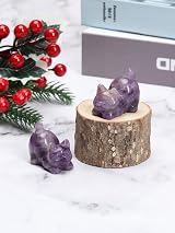 JSDDE Amethyst Crystal Cat Figurine Cute Gemstone Ornament 4x3.3x2.5cm view 2