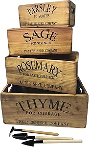 Herb Boxes – Wall Wood Décor Boxes Set of 4 – Fir Wood Nesting Wall Cubbies for Herbs, Flowers – Country Style Wooden Décor – Decorative Farmhouse Rustic Wall Mounted Cubbies