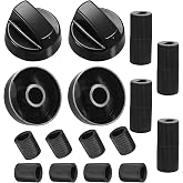 Cykemo Upgraded 4 Pack Universal Control Knobs with 12 Adapters Black | Wide Application for Oven Stove Range Universal Stove Knobs D-Hole Shaft Knobs Ease of Installation