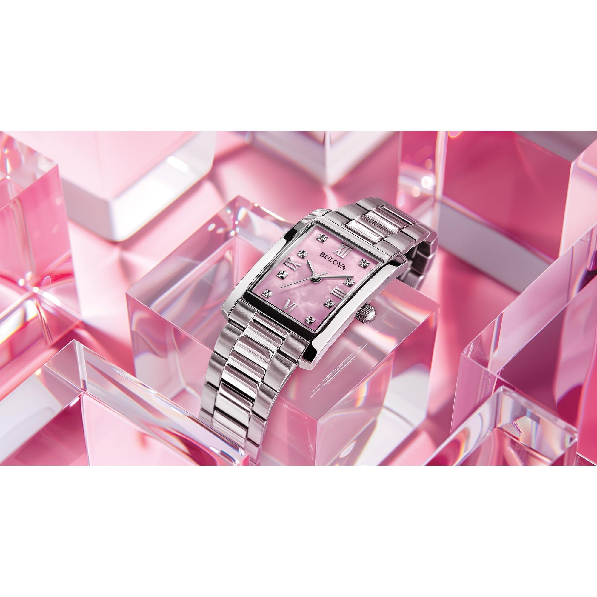 Bulova Ladies' Classic Diamond Two-Tone Stainless Steel 3-Hand Quartz Watch, Rectangle