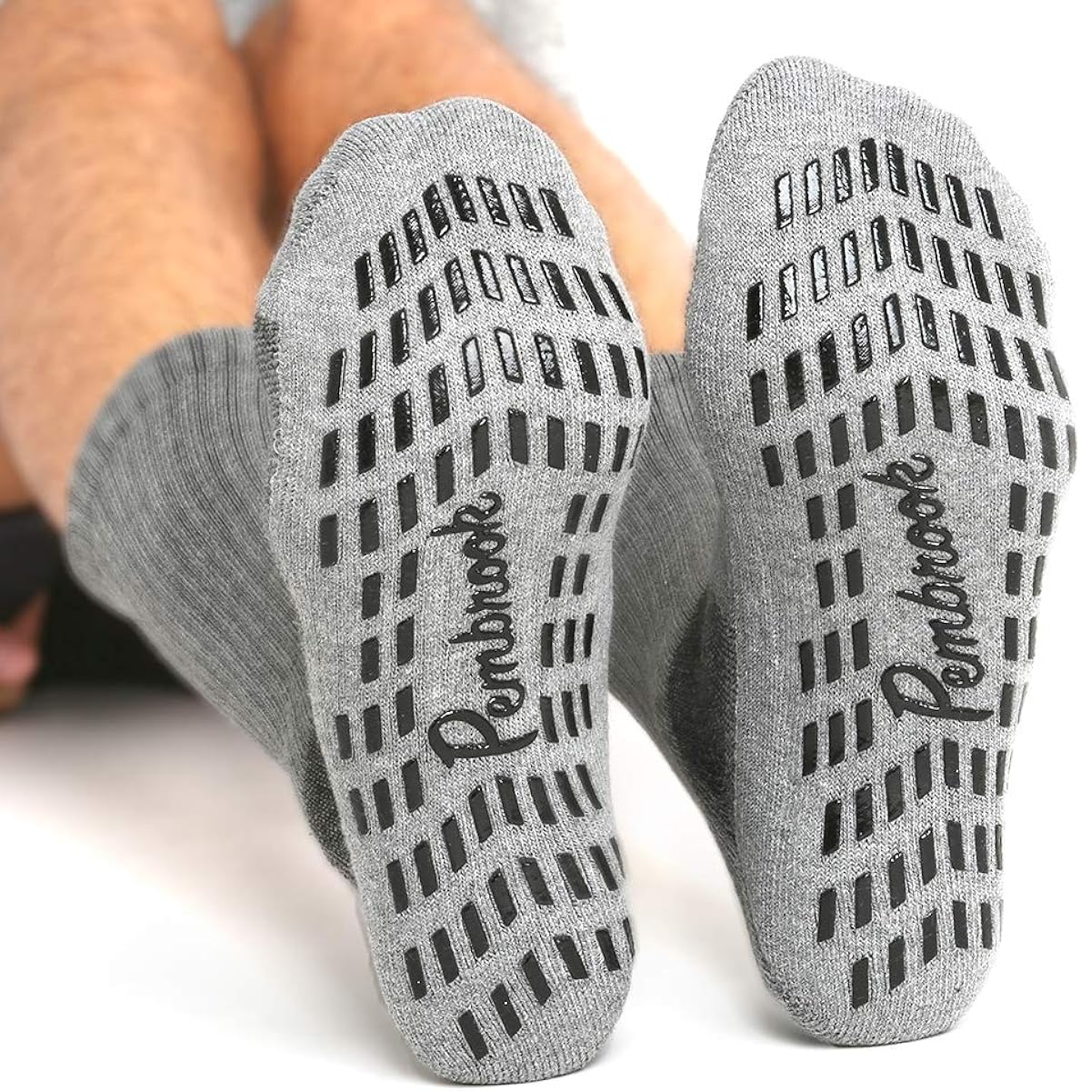 Non Skid Crew Socks - (4 Pairs) - Anti Slip Socks for Barre Yoga Pilates Maternity Pregnancy Hospital Adults Men Women: Clothing