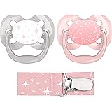 Dr. Brown's Advantage Pacifier with Pacifier Clip, 0-6M, Pink, 2 Count
