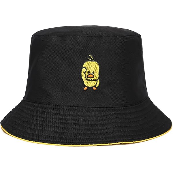 QOOEQPQY Unisex Duck Bucket Hat Fashion Reversible Embroidered Hat