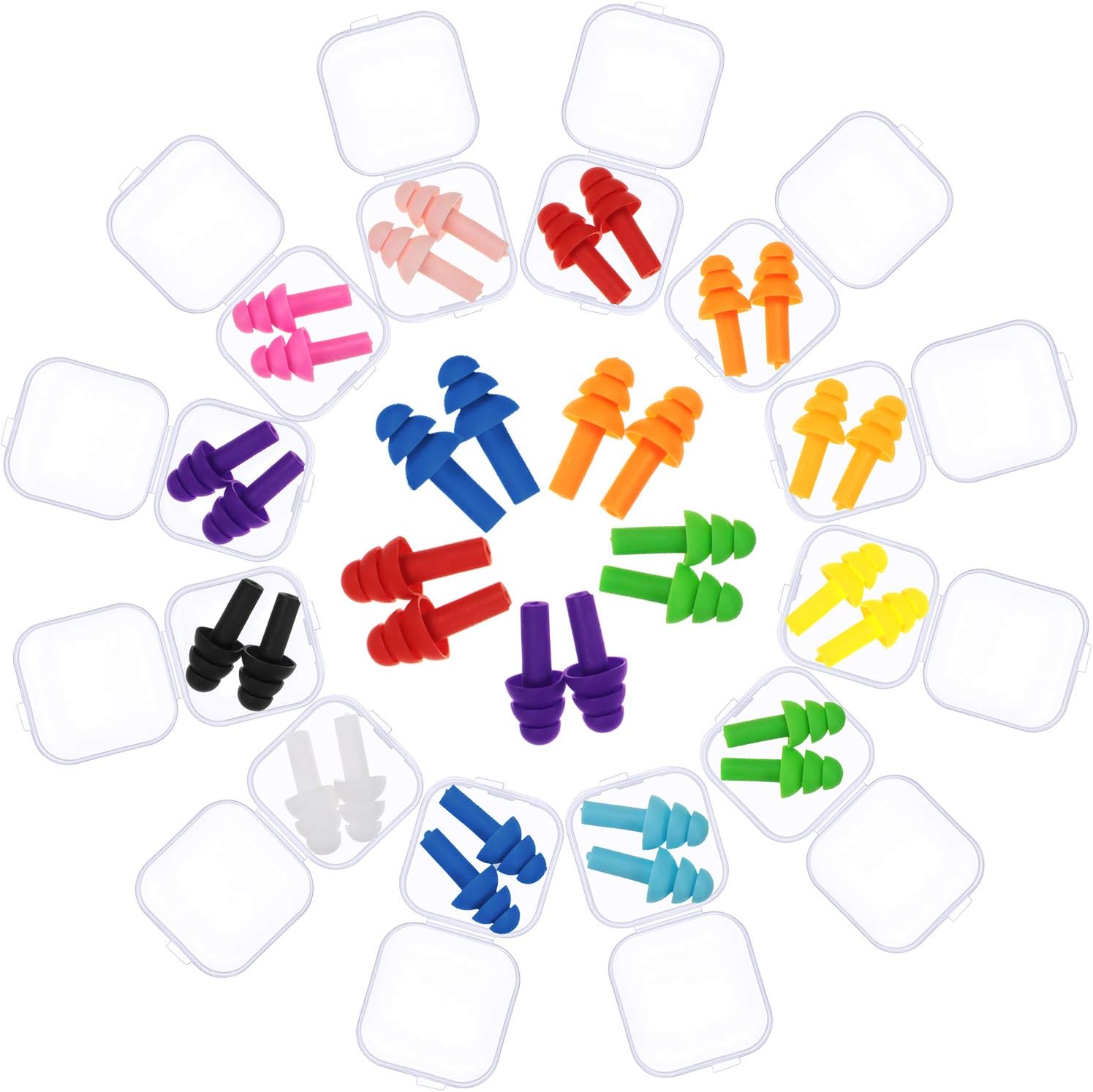 24 works Ear Plugs Silicone Soft Ear Plugs Waterproof Reusable Earplugs Noise Reduction Earplugs for Adults Kids Sleeping Snoring Swimming Travel Concerts