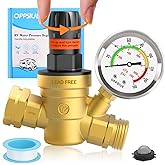 RV Water Pressure Regulator with Colorful Gauge, Hand Adjustable Knob,Brass Lead-Free Water Pressure Reducer with Inlet Screen Filter,for RV Camper Travel Trailer Water Hose,Suitable for NH Thread