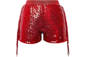 CHENBAO Women Shorts Tessel Sequin Sparkle Short Pants Ladies Birthday Party Shorts Halloween Clothes
