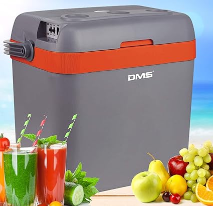 DMS® Kühlbox Kühltasche Gefriertasche 33L Getränkebox Wärmebox 12-24V LKW und PKW Zum Kühlen und Warmhalten Geeignet (Grau-Or