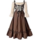fioukiay Girls Renaissance Dress Off Shoulder Puff Sleeve Girls Medieval Dress 4-12 Years