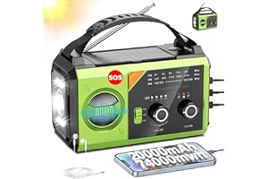 FQBLXY 20000mAh Hand Crank Emergency Radio,AM/FM NOAA Weather Radio with 74000mWh Power Bank Cell Phone Charger,Solar Radio with LED Flashlight,USB Charged,Compass,SOS Alarm Camping & Survival(Grass Green)