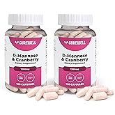 CUREWELL D-Mannose & Cranberry 1300mg (120 Capsules) | Vegan & Non-GMO Urinary Tract Health Supplement | UTI Defense & Bladder Support | Natural Urinary Cleanse & Immune Support | Pack of 2