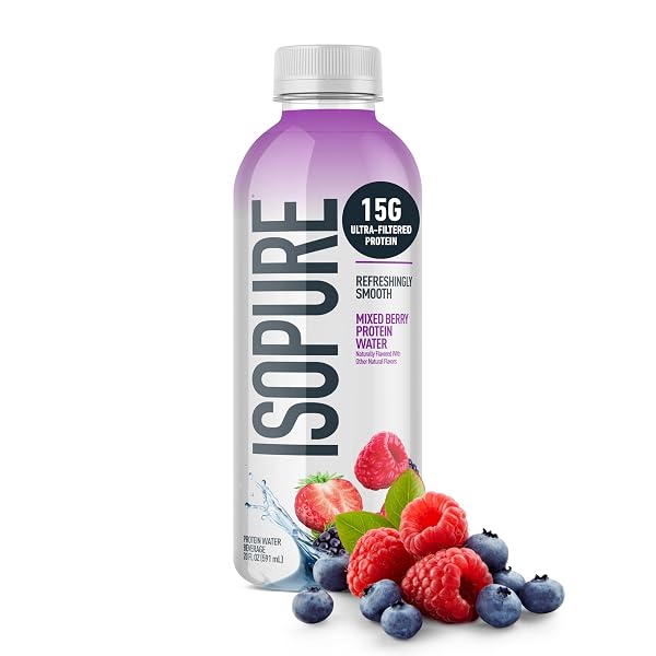 ISOPURE CLEAR PROTEIN WATER WITH ELECTROLYTES, 15G WHEY PROTEIN ISOLATE, ZERO SUGAR, MIXED BERRY, 20 FL OZ BOTTLE, 1 COUNT