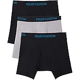 Fruit of the Loom mens Men's Breathable Boxer Briefs, Moisture Wicking Underwear, Assorted Color Multipacks