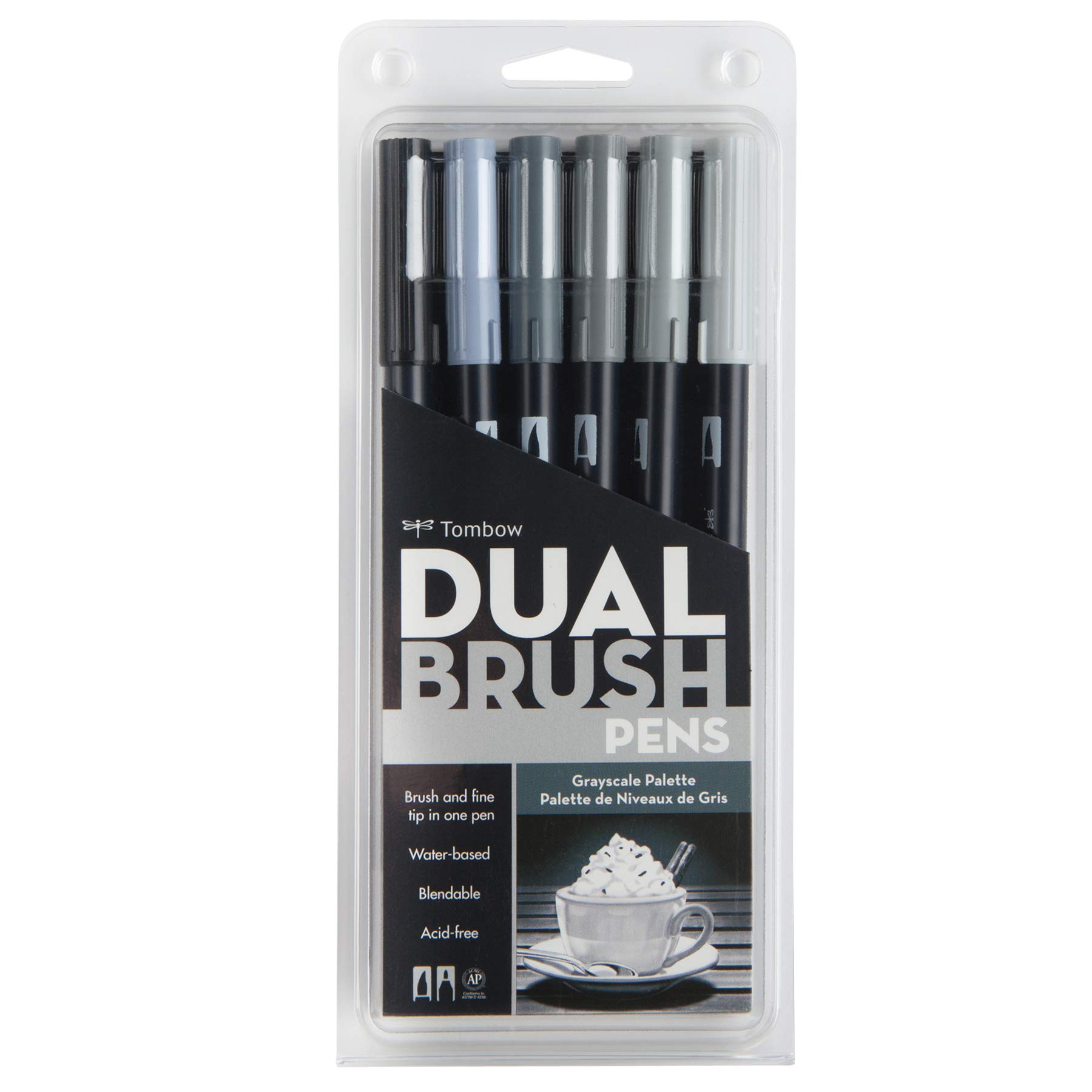 Tombow Dual Brush Pen Art Markers, Grayscale, 6Pack Buy Online in