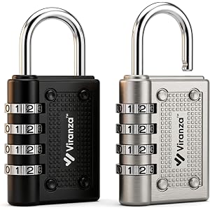 4 Digit Combination Lock 2 Pack (Black+Silver)