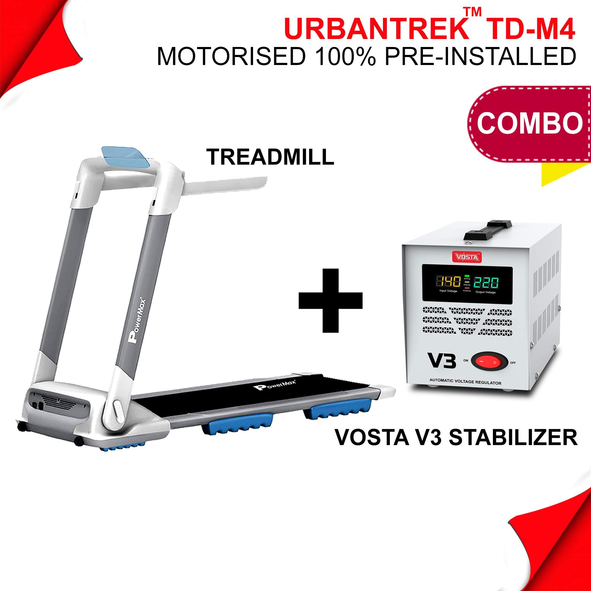 PowerMax Fitness TD-M4 2HP (4HP Peak) Motorized Treadmill with Free Installation Assistance, Home Use & Semi Automatic Lubrication